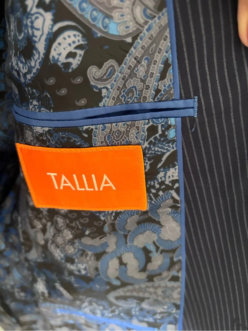 TALLIA for Lord and Taylor Navy Pinstripe Sport Coat with Notch Lapel
